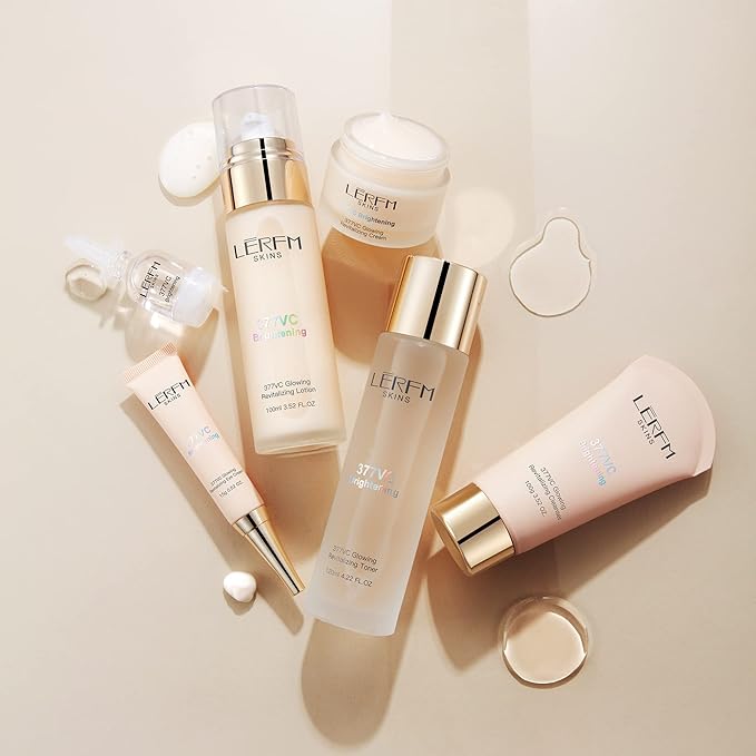 LERFM Moisturizing Brightening Aloe Face Skin Care Set Hyaluronic Serum Skin Care Set | Radiant, Youthful Skin Alcohol-Free Hypoallergenic Cleanse, Recondition and Puri (377- Nine piece set)