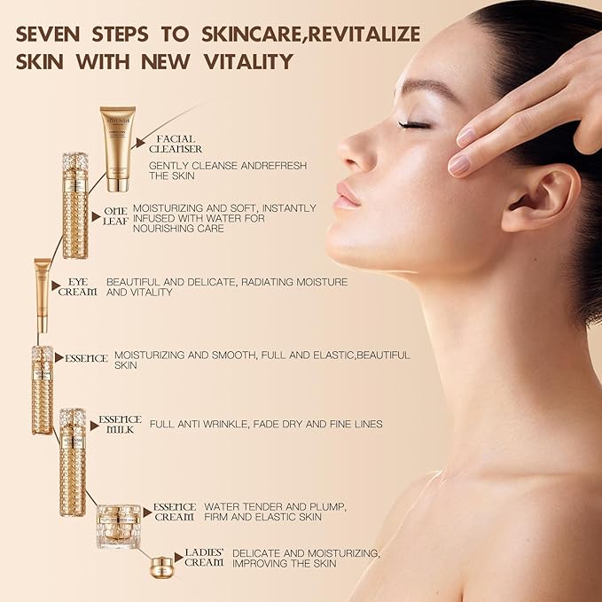 Luxurious Hydrating Skincare Gift Set with Cordyceps Extract - Includes Face Cleanser, Balm, Eye Cream, and 4-Piece Essence Set (Water, Serum, Emulsion, Cream)