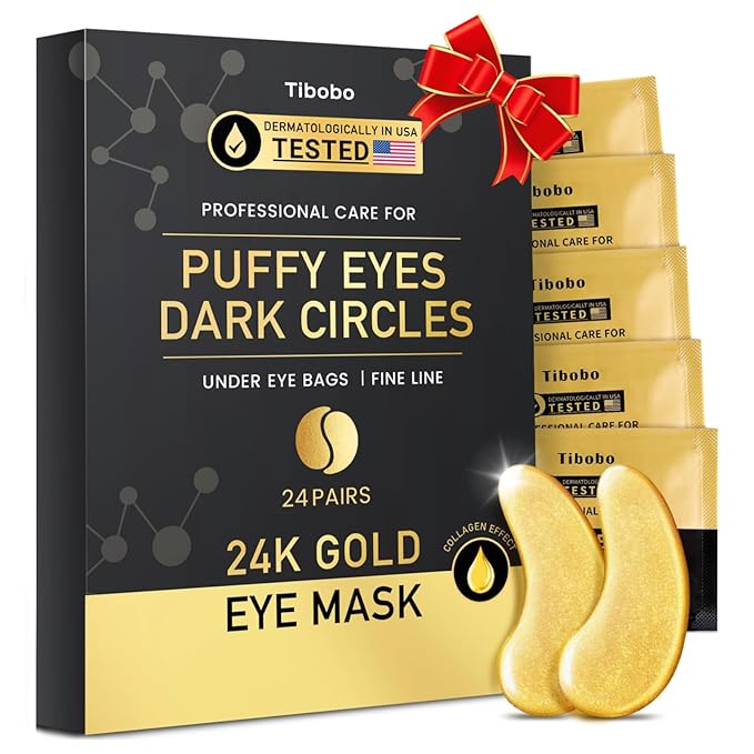 Under Eye Patches (24 Pairs) - 24K Gold Eye Masks Enriched with Abundant Collagen | Diminish Dark Circles and Puffiness | Anti-Aging, Smooth Fine Line, Nourish Skin - Gifts for Women Skin Care