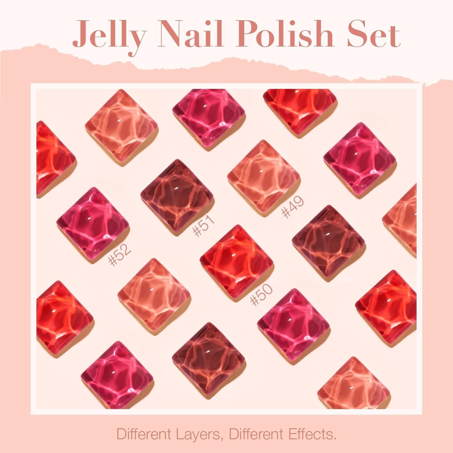 AZUREBEAUTY Jelly Nail Polish Set 4 Colors Nude Brown Red Purple Quick Dry Transparent Sheer Nail Polish Natural Nail Lacquer Fingernail with Top Coat DIY Salon Home