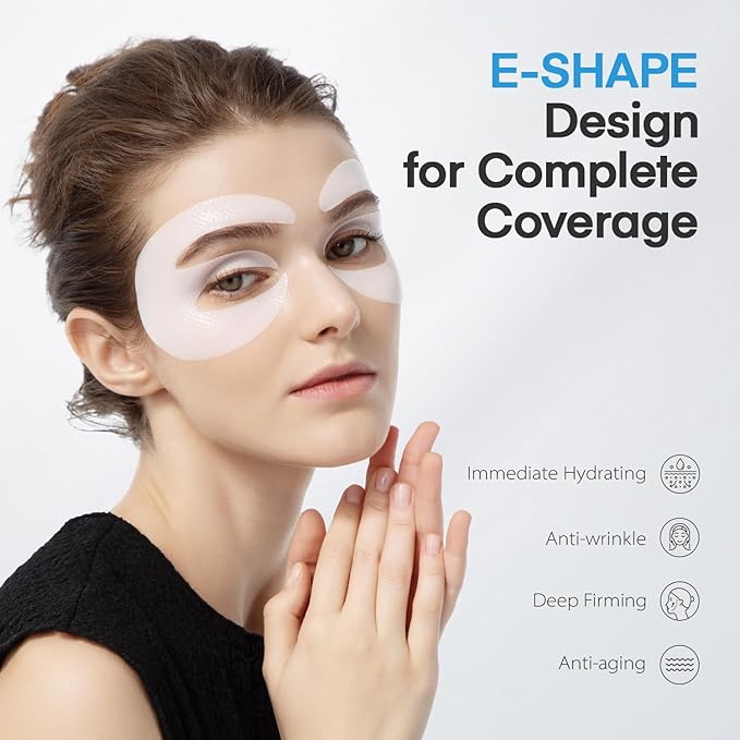 Dongyu Collagen Under Eye Patches: Deep Real Collagen Overnight Eye Gels Mask With Caffeine Peptides Niacinamide - Dark Circles Puffiness Wrinkles Improvement - Neck Smile Line Pads - 8 Pairs