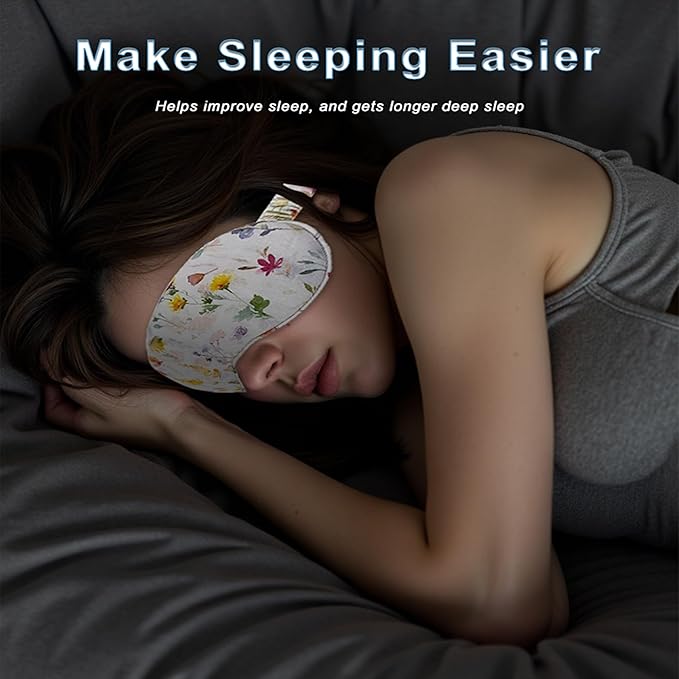 Pure Linen Eye Mask, 100% Linen Eye Mask for Girls,Travel Breathable Sleep Mask,Adjustable Strap, Hypoallergenic, Cooling with Travel Bag Gift Package(Oat)