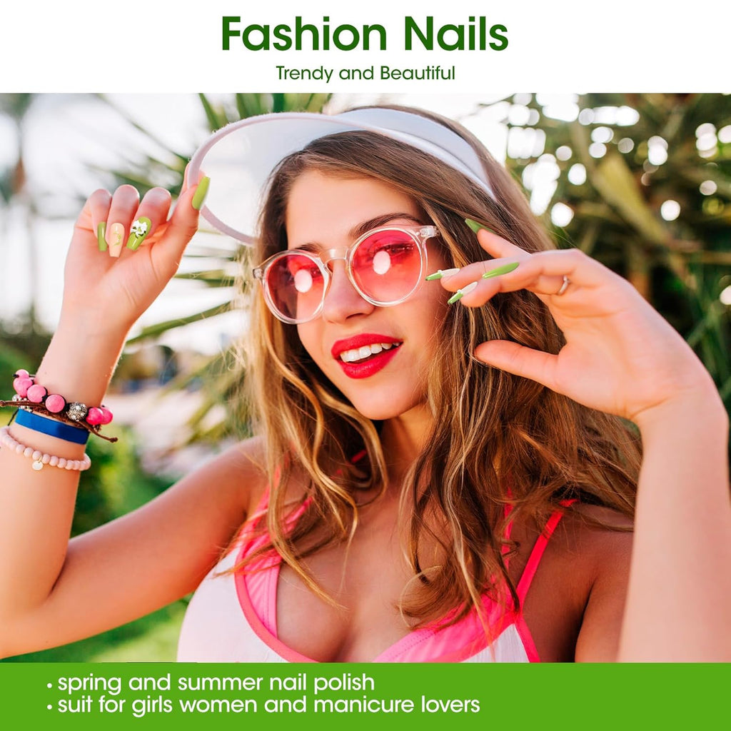 GELLEN Spring Summer Regular Nail Polish Non Gel, Fast Air Drying Traditional Nail Polish No UV Light Needed, Nude Green Set for Women Manicure Home Salon St. Patricks Day, Hema Free, 10ml