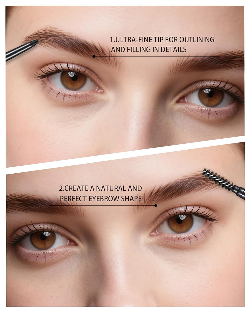 Dark Brown Eye Brow Pencils for Women, 6Pcs Waterproof Eyebrow Pencil, 1.5mm Micro-Fine Tip & Spiral Brush with Brow Razors Perfect for Creating a Natural and Delicate Eyebrow Look Makeup