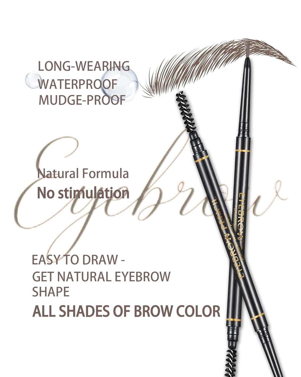 Dark Brown Eye Brow Pencils for Women, 6Pcs Waterproof Eyebrow Pencil, 1.5mm Micro-Fine Tip & Spiral Brush with Brow Razors Perfect for Creating a Natural and Delicate Eyebrow Look Makeup
