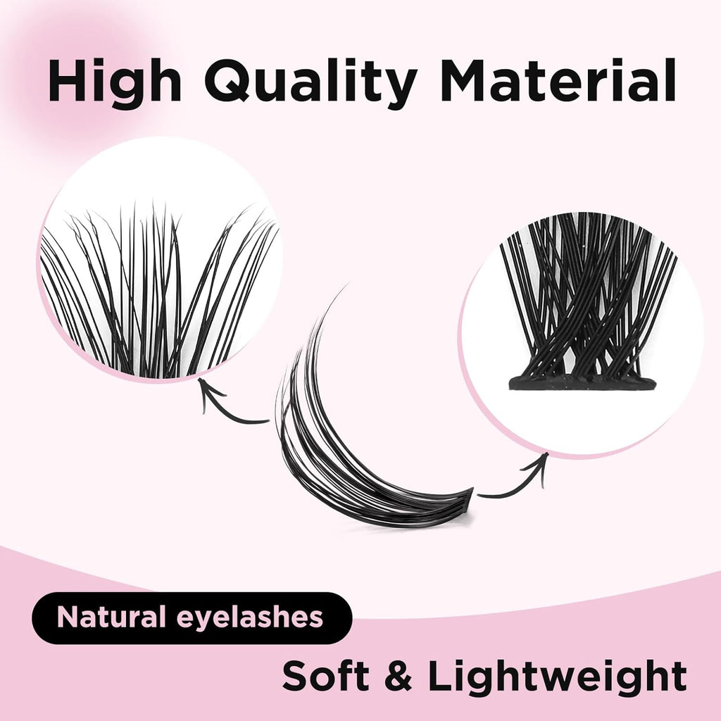Lash Clusters kit 9-16mm DIY Lash Extension Kit 280 30D D Curl Lash Clusters 0.07D Natural Individual Lashes Clusters False Eyelashes Wispy Eye Lash Kits Extensions Kit