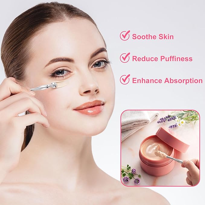 Joez Wonderful Under Eye Patches 2 Pairs, Silicone Reusable Eye Patches, Under Eye Mask for Skin Care Effect to Reduce Wrinkles & Fine Lines, with Metal Eye Cream Applicator, Tin Case (Purple)