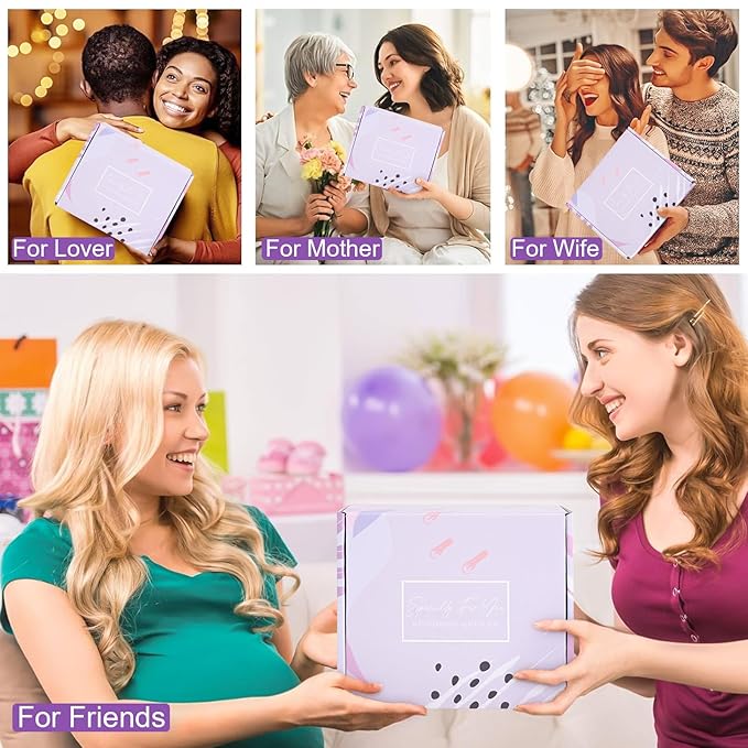 FRAMICS Spa Gifts for Women, Relaxing Spa Gift Baskets for Women, Bath Sets for Women Gift, Relaxing Gifts for Mom, Wife, Sister, Friends, Teacher, Valentine's Day, Mother's Day, 8-Piece, Purple