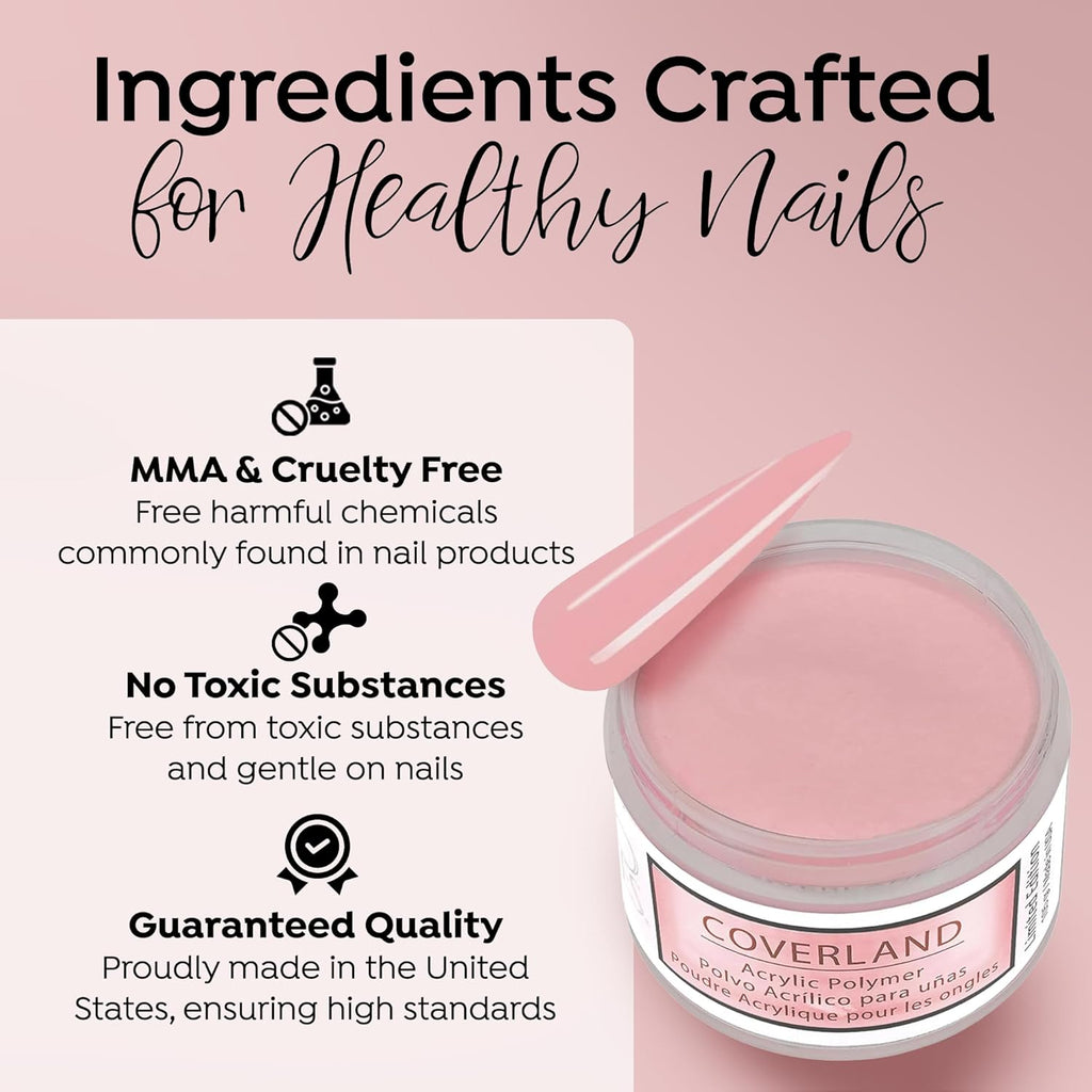 Tones Coverland Acrylic Nail Powder "Millennial Pink" - Limited Edition Acrylic Powder for Nail Design, Sculpting, and Masking Nail Bed Imperfections - Professional Acrylic Nail Supplies - (1.5 Oz)