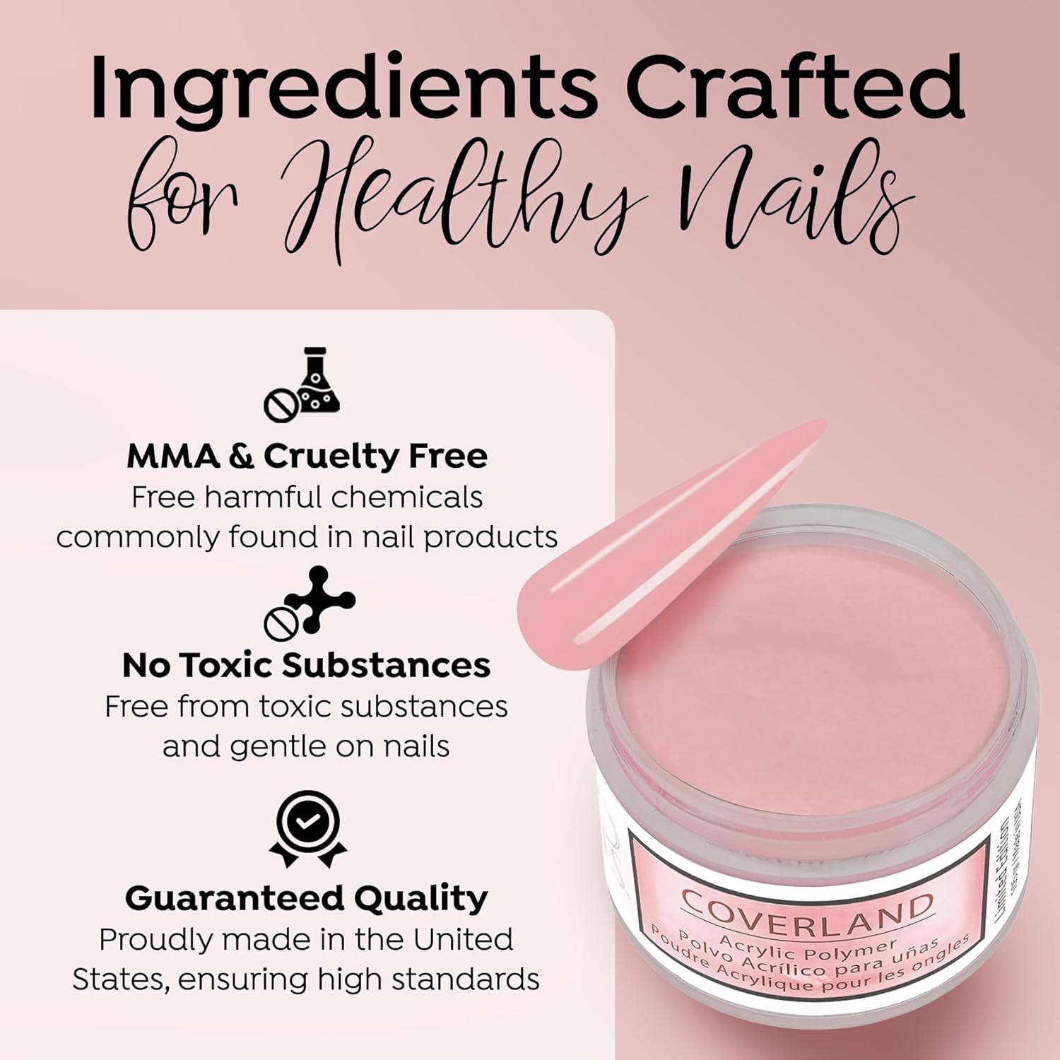 Tones Coverland Acrylic Nail Powder "Millennial Pink" - Limited Edition Acrylic Powder for Nail Design, Sculpting, and Masking Nail Bed Imperfections - Professional Acrylic Nail Supplies - (1.5 Oz)