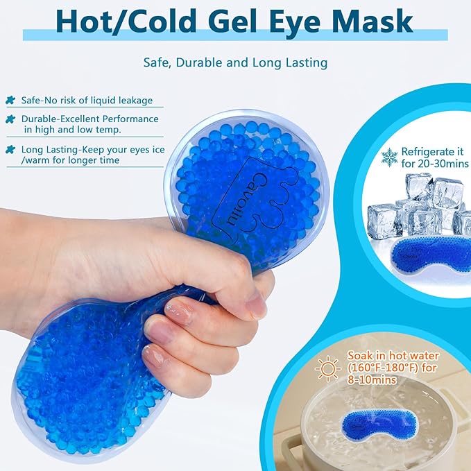 Sleep mask w/Cooling Gel Eye Mask, Heated Eye Mask for Sleeping, Reusable Ice Silk Stain Eye Cover Sleeping Mask for Travel, Home, Office, Yoga, Total Blackout, Stocking Stuffers (Leopard)