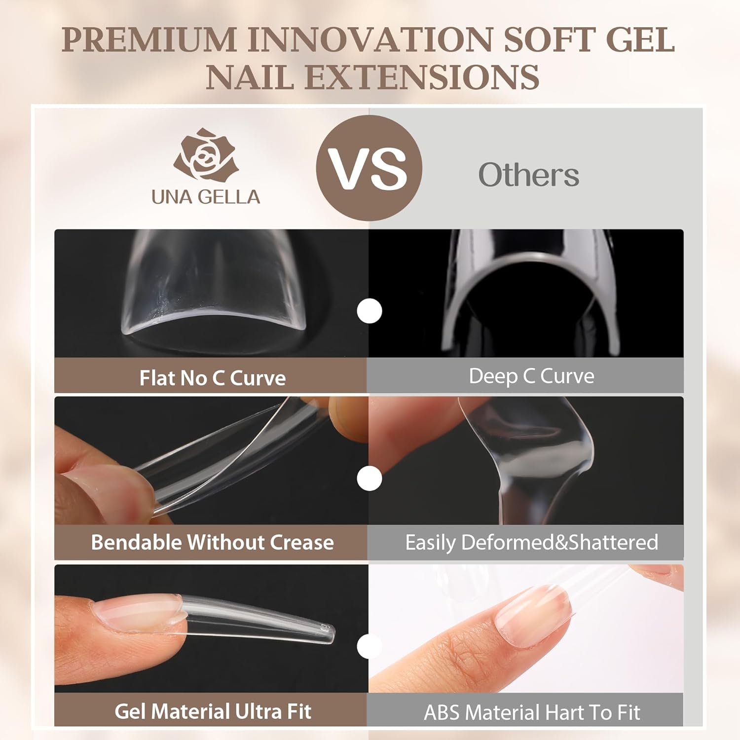 UNA GELLA XXL Coffin Nails Tips Full Cover 216pcs Extra Long Coffin Nail Tips No C Curve Clear Coffin Ballerina Nail Tips False Fake Acrylic Nails for Nail Extensions DIY Art Salon