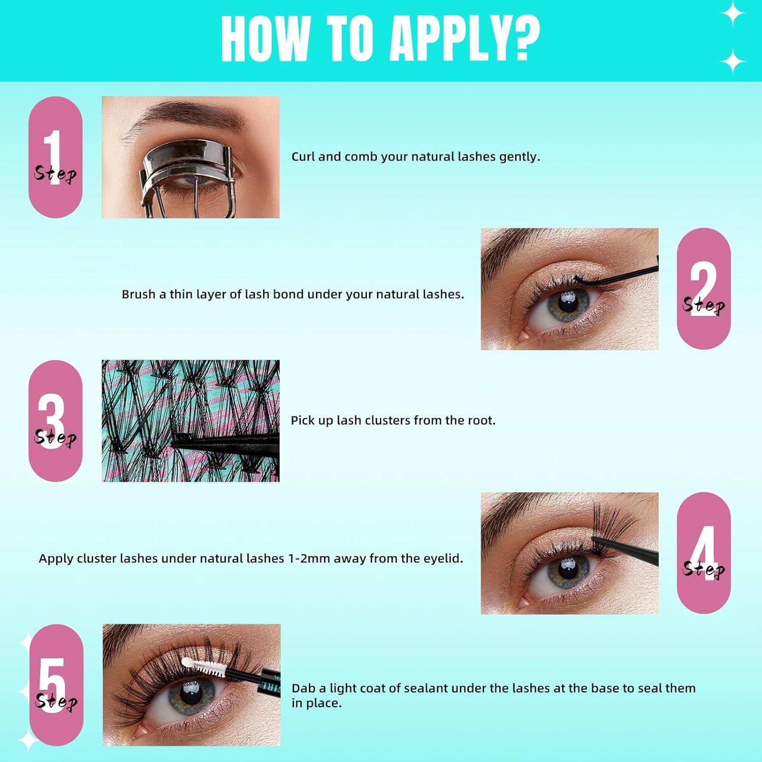 Lash Clusters Wispy 280PCS Eyelash Extension 30D Cluster Lashes Individual Lashes DIY Lash Extension Natural Look Cluster Eyelash Extensions Soft False Eyelashes at Home for Beginners(16mm)