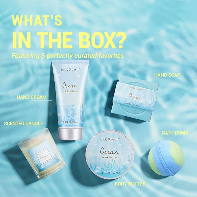 Spa Gifts for Women, Bath Gifts Box with Ocean & Orchid Scented, Gift for Home Spa