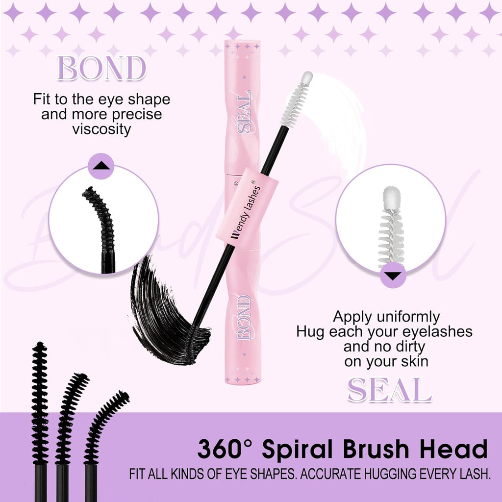 2 in 1 Lash Bond and Seal Kit for DIY Eyelash Extension,Waterproof,Black,Strong Hold Use at home（JS+FS）