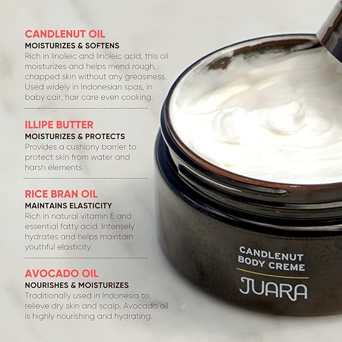 Juara - Candlenut Body Creme | Moisturizing Lotion | Dry Skin Hydration | Skin, Hands & Feet Cream | Soothing Skincare Balm | Cruelty Free, Paraben & Sulfate Free, Vegetarian | 7.5 oz (2-Pack)