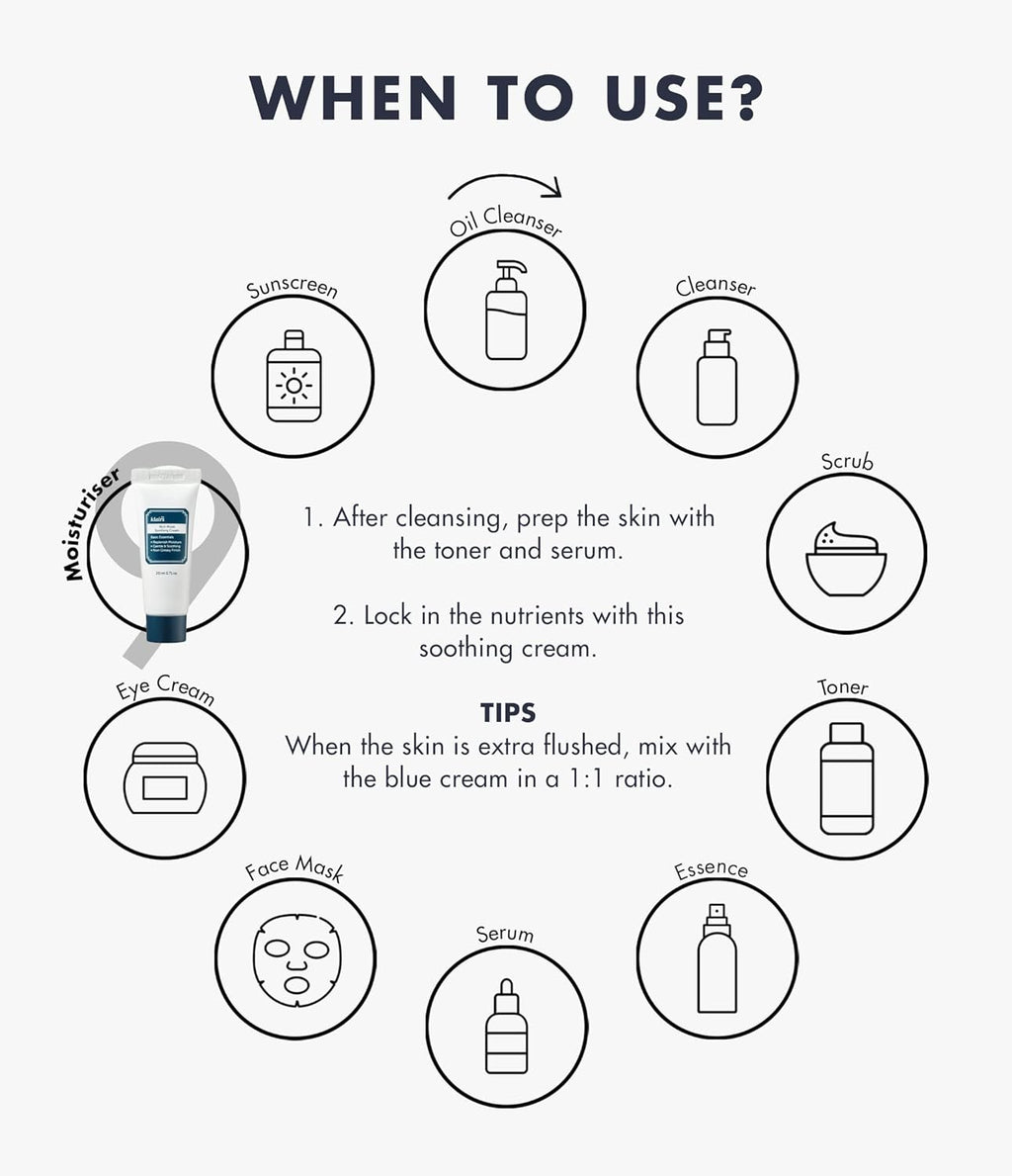 DearKlairs Rich Moist Soothing Cream 20ml, Repair Skin Barrier, Sensitive Skin, Hypoallergenic, Centella Asiatica, Ceremide, Moisturizer, Hydration, Protective layer Beta Glucan, Non-sticky, K-beauty