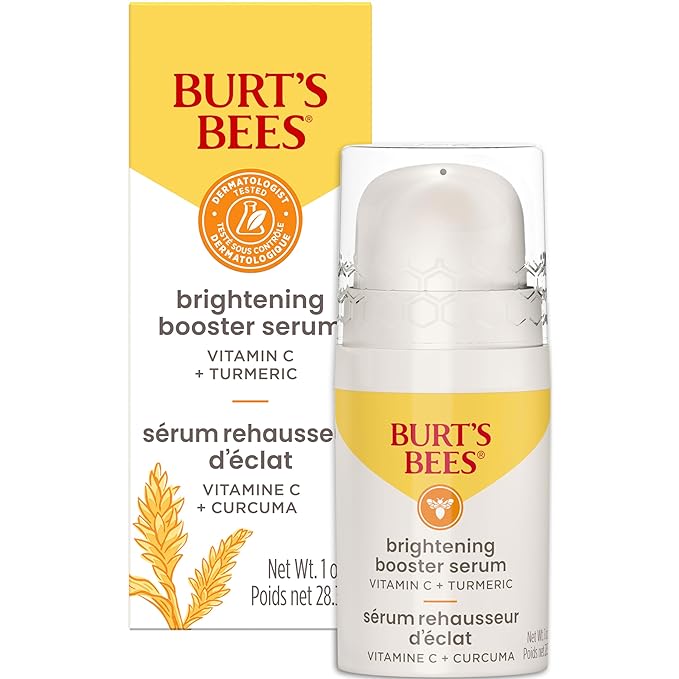 Burt's Bees Vitamin C Turmeric Face Serum, Mothers Day Gifts, Brightens Skin & Visibly Reduces Dark Spots, Fine Lines & Wrinkles, Naturally Hydrating, Lightweight - Brightening Booster (1 oz)