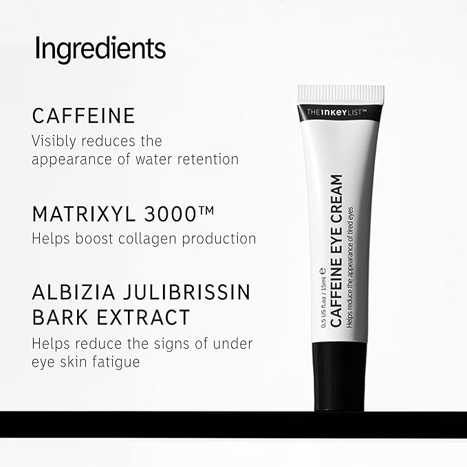 The INKEY List Caffeine Eye Cream Duo, Reduce Eye Puffiness and Dark Circle, Blur Fine Lines, 0.5 fl oz (2 Pack)