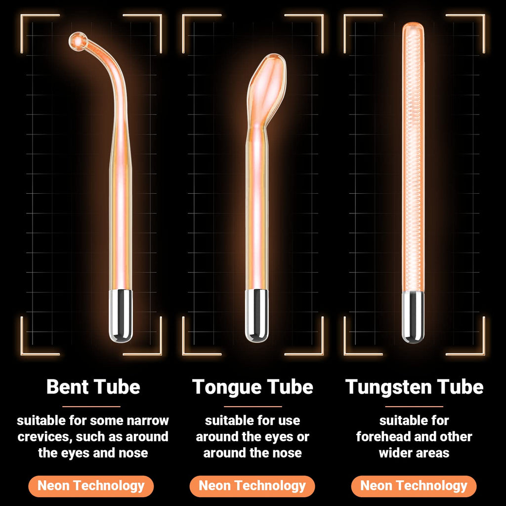 High Frequency Facial Wand - UUPAS Portable High Frequency Facial Machine with 6 Pcs Different Tubes（Orange & Purple）