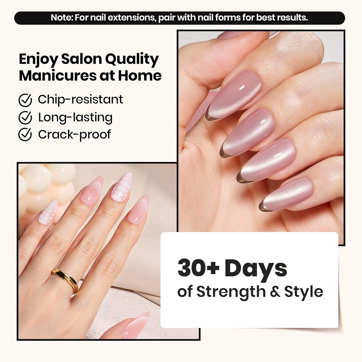 Beetles Builder Gel Set,3 Pcs 8 in 1 Nail Strengthening Apex Building Extension for Beginner DIY Salon at Home,Clear Builder Nail for Nails with Base and Top Coat Gel,UV & LED Lamp Needed