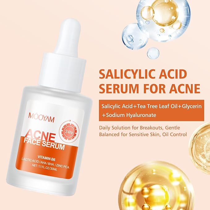 Salicylic Acid Serum for Face, Skin Clearing Serum for Oily, Blemish, Prone Skin, Hydrating Face sérum with Hyaluronic Acid, Vitamin C, Minimize Pores, Clear Acne Marks 30ml
