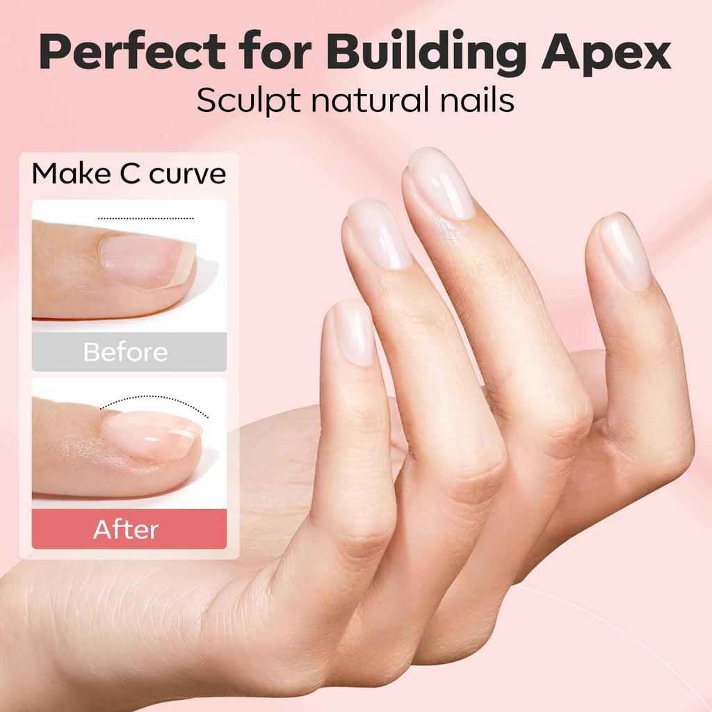 modelones Builder Nail Gel with Nail Dehydrator and Primer, 3Pcs Rose Nude Pink LED Gel Builder Polish Base Coat Acid Free Prep Dehydrate & Bond Primer for Thickening Apex Building 10ml Home DIY Salon