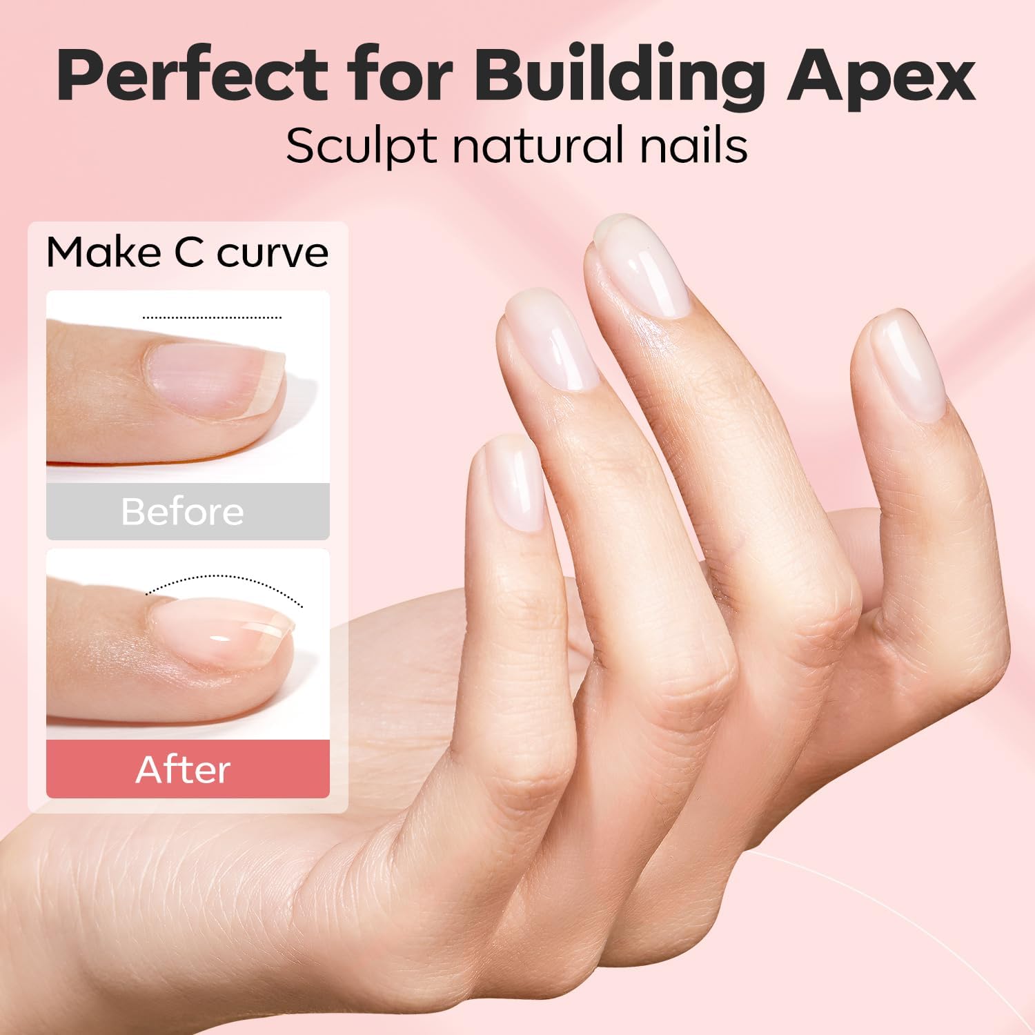 modelones Builder Nail Gel with Nail Dehydrator and Primer, 3Pcs Rose Nude Pink LED Gel Builder Polish Base Coat Acid Free Prep Dehydrate & Bond Primer for Thickening Apex Building 10ml Home DIY Salon