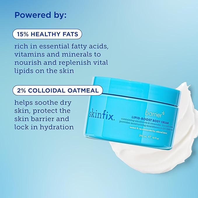 Skinfix Barrier+ Lipid-Boost Body Cream: Daily, All-Over Vegan Body Cream That Nourishes Skin & Is Clinically Proven to Increase Hydration, 10 Fl Oz