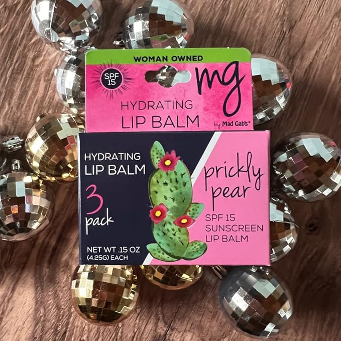 Mad Gab's MG Signature Prickly Pear Lip Balms with SPF 15 (Pack of 3)