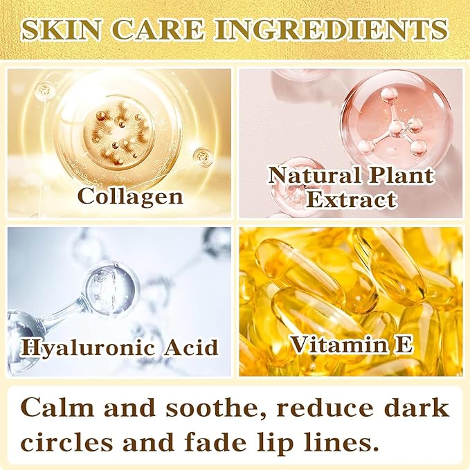 30 Pairs Lip Masks & Eye Masks, 24K Gold Gel Crystal Collagen Eye Patches for Puffy Eyes, Effectively Moisturizing & Reducing Fine Lines Dark Circle Eye, Treatments Under Eye Bags and Wrinkles