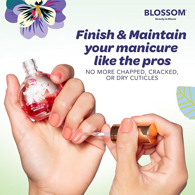 Blossom Cuticle Oil for Nails, Hydrating, Moisturizing, Scented Nail Oil Cuticle Care, Infused with Real Flowers, Made in USA, 0.5 fl. oz, Jasmine