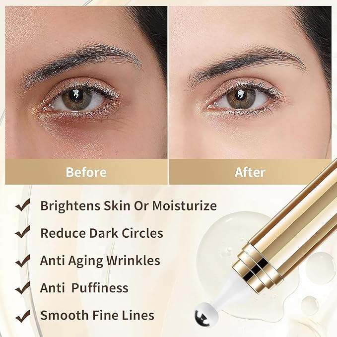 Advanced Caffeine Eye Serum 5% Eye Bag Reducer Under Eye Treatment for Dark Circles and Puffiness Eye Care Caffeine Solution Serum with 360° Massage Ball Reduce Eye Bags 0.5 fl oz