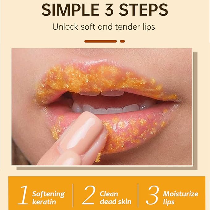 Natural Lip Scrub, Turmeric Lemon Lip Exfoliator Nourishing Sugar Lip Scrub with Aloe Vera Gentle Exfoliant for Dry and Chapped Lips Hydrates & Fade Lip Lines 50g
