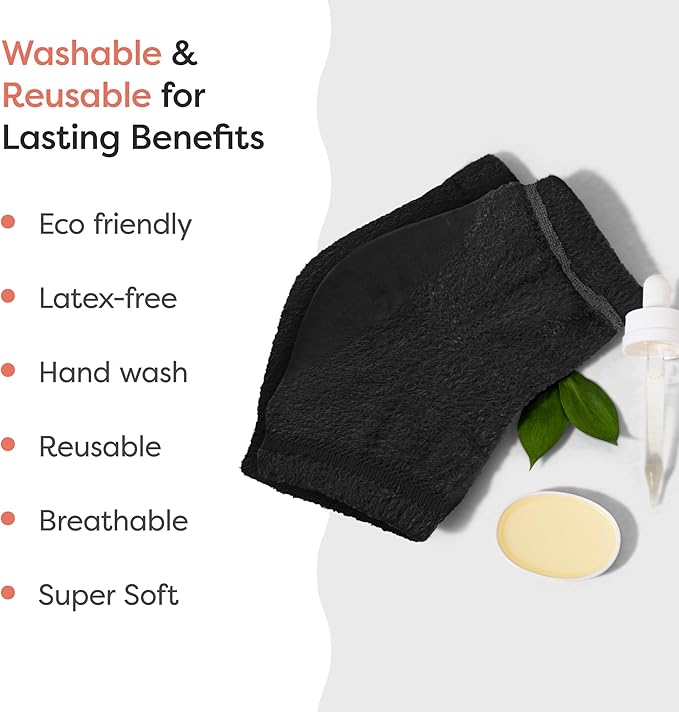 ZenToes Moisturizing Socks for Cracked Heel Treatment - Vitamin E, Olive Oil and Jojoba Oil Infused Heel Socks to Soften and Hydrate (Fuzzy Black, Regular)