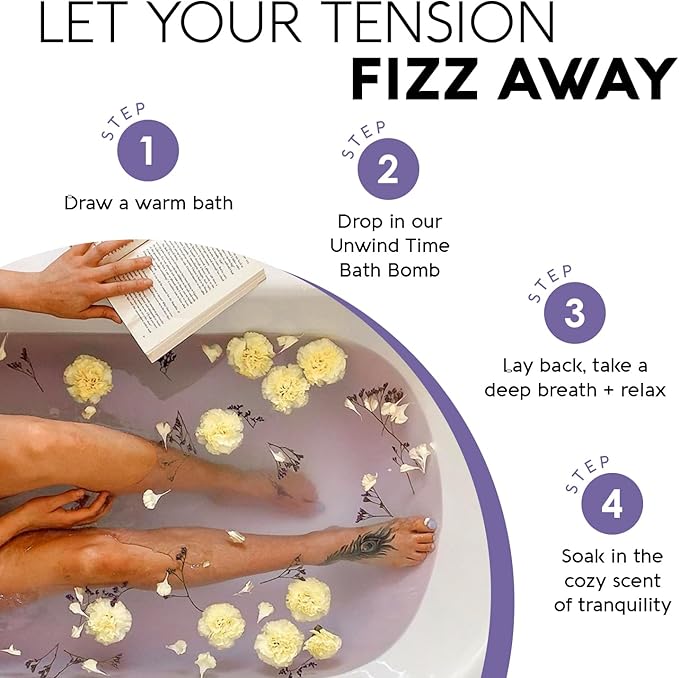 Nature's Beauty Lavender & Rosemary Bath Bomb Multi-Pack - Luxury Fizzy Spa Bath Bomb to Help Calm, Soothe + Revive Dull and Dry Skin Made with Coconut Oil & Witch Hazel, 5.5 oz (4 Pack)