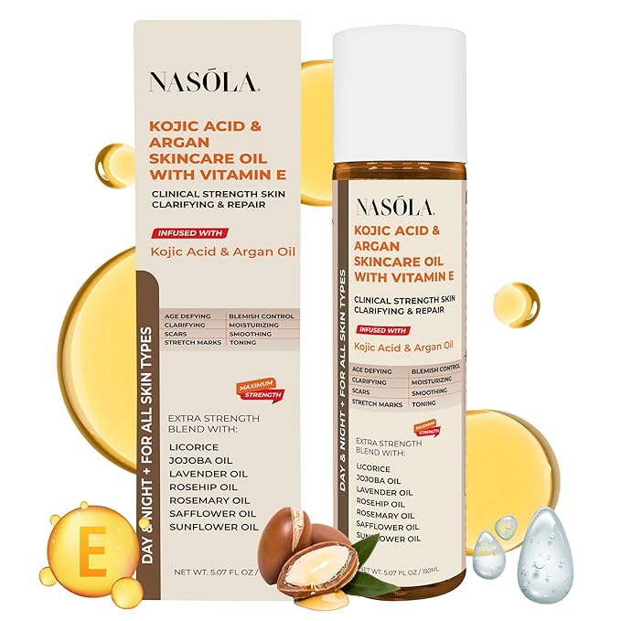 Kojic Acid Argan Skincare Bio Pure Oil with Vitamin E Face & Body Moisturizer Serum for Scars & Stretch Marks