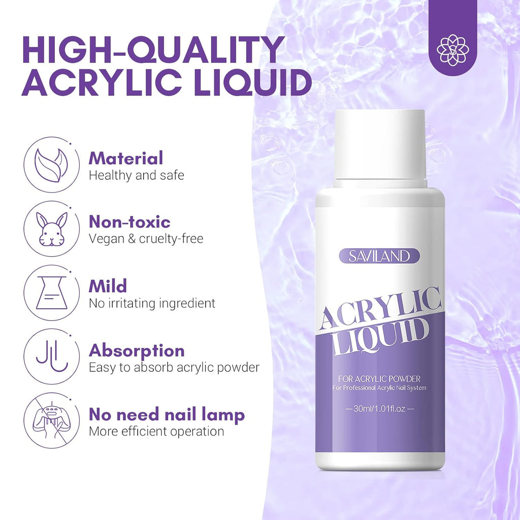 SAVILAND Acrylic Nail Kit with Drill: Professional Nails Kit Acrylic Set for Beginners with Everything White Pink Clear Acrylic Powder and Liquid Set Brushes 100 Forms Manicure Tools Home Salon DIY