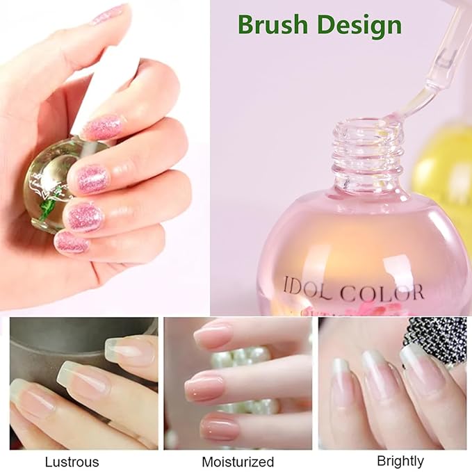 Rosarden Peach Scented Cuticle Oil, Cuticle Oil with Flowers, Cuticle Oil for Nails, Brush Cuticle Oil for Nail, Nourishing Oil for Nails and Cuticles, 0.92FlOz