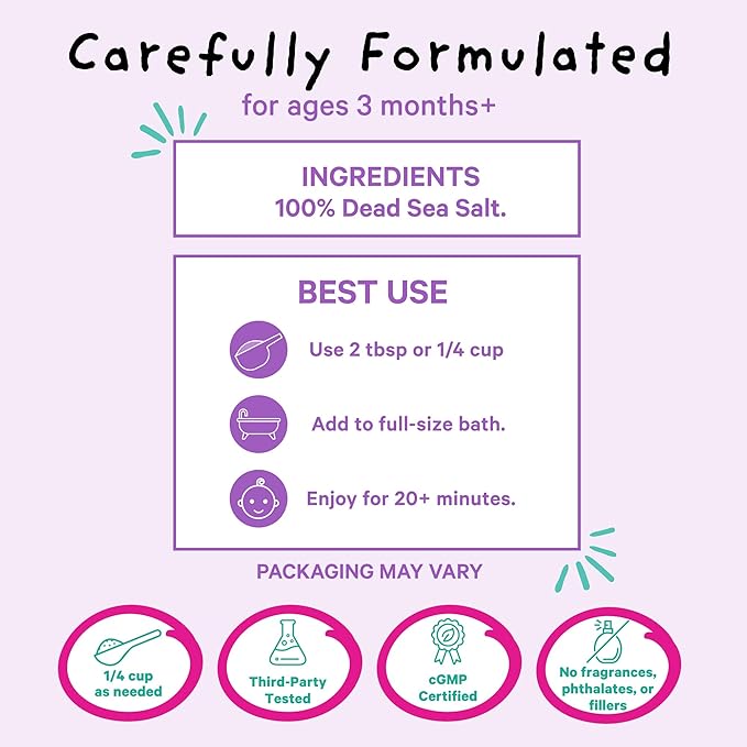 Pink Stork Baby Bath Flakes, Calming Fragrance Free Magnesium Bath Salts for Infants and Toddlers to Help Soothe Diaper Rash, Irritation, and Support Restful Sleep Without Melatonin - 16 oz