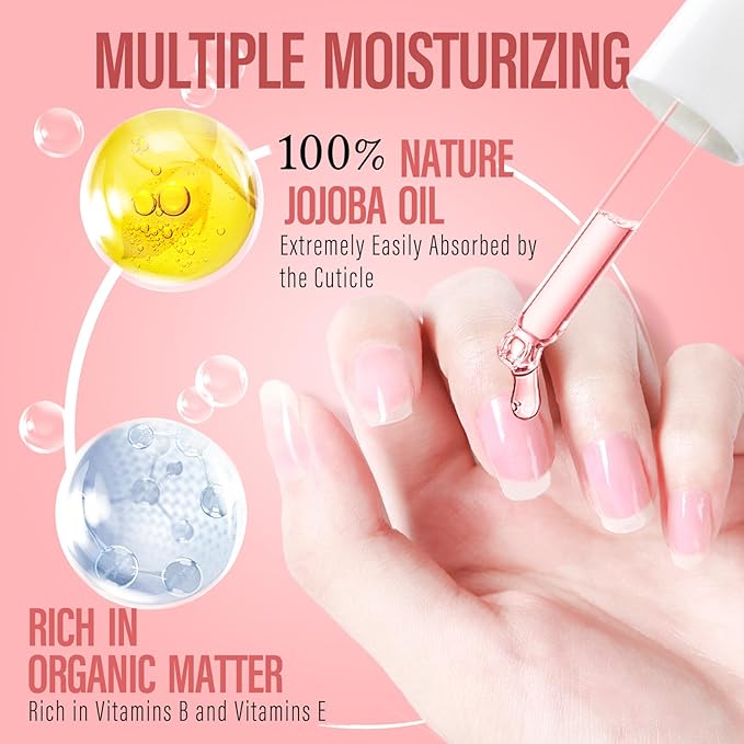 CHUCHU Cuticle Oil for Nails: Rose Jojoba Nail Cuticle Oil for Repair and Strengthening Nails - Vitamin B & E Moisturizes Cuticle and Nail's Skin - Prevents Hangnails and Chapped 15ML