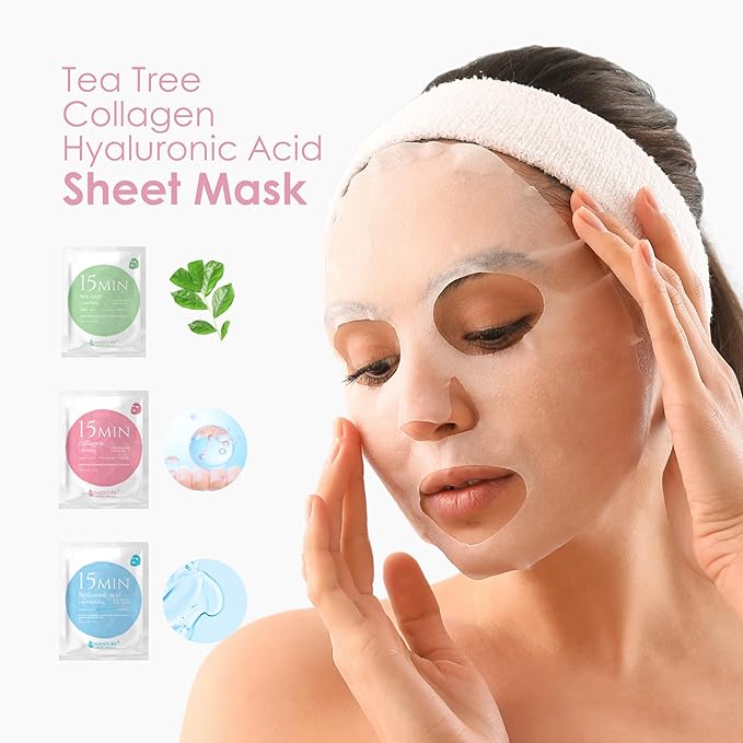 Pamper Me Kit & Be Bare Peachy Jelly Ball Cleanser, Korean Face Wash and Masks Self Skin Care Gifts for Moisturizing, Protectant, Exfoliation and Hydrating -Fresh Aqua (7 pc and 1.41oz)