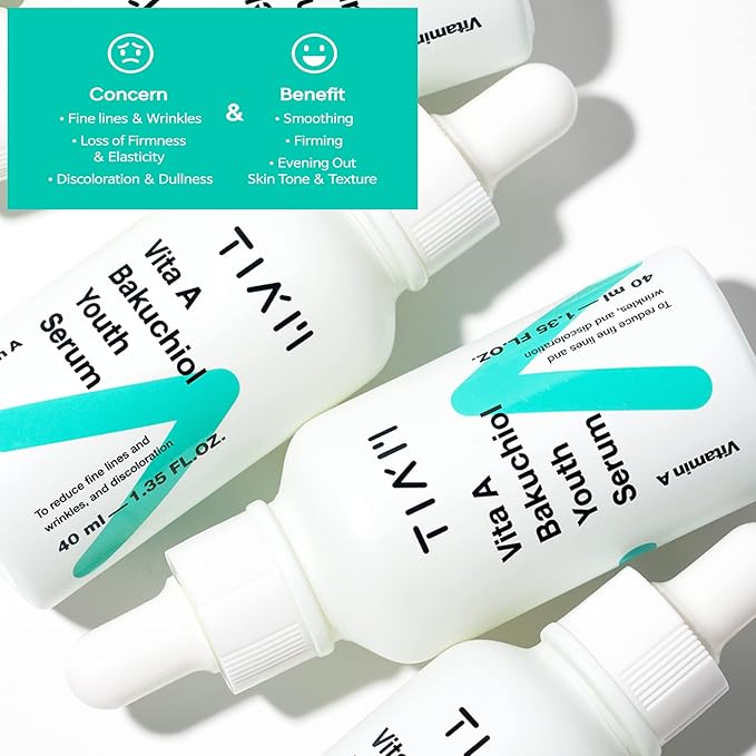 TIAM Youth & Firm Duo: Vita A Bakuchiol Youth Serum & Firming Eye Cream, Firming, Nourishing, Korean Skincare Set