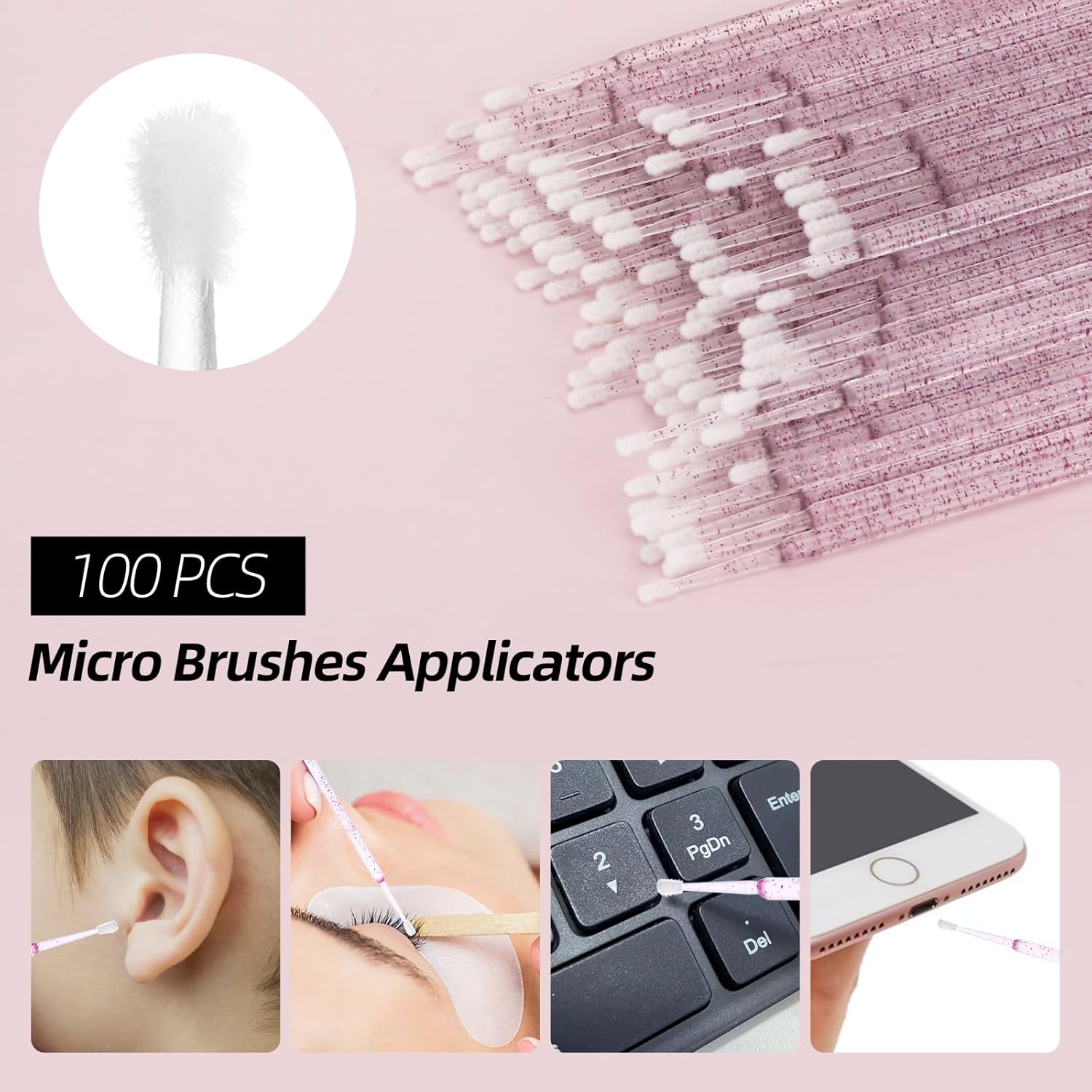 300 Pcs Spoolies Mascara Wands Lip Brushes Micro Swabs Applicator, Disposable Eyelash Brushes Lipstick Tester Makeup Applicator Tool Purple