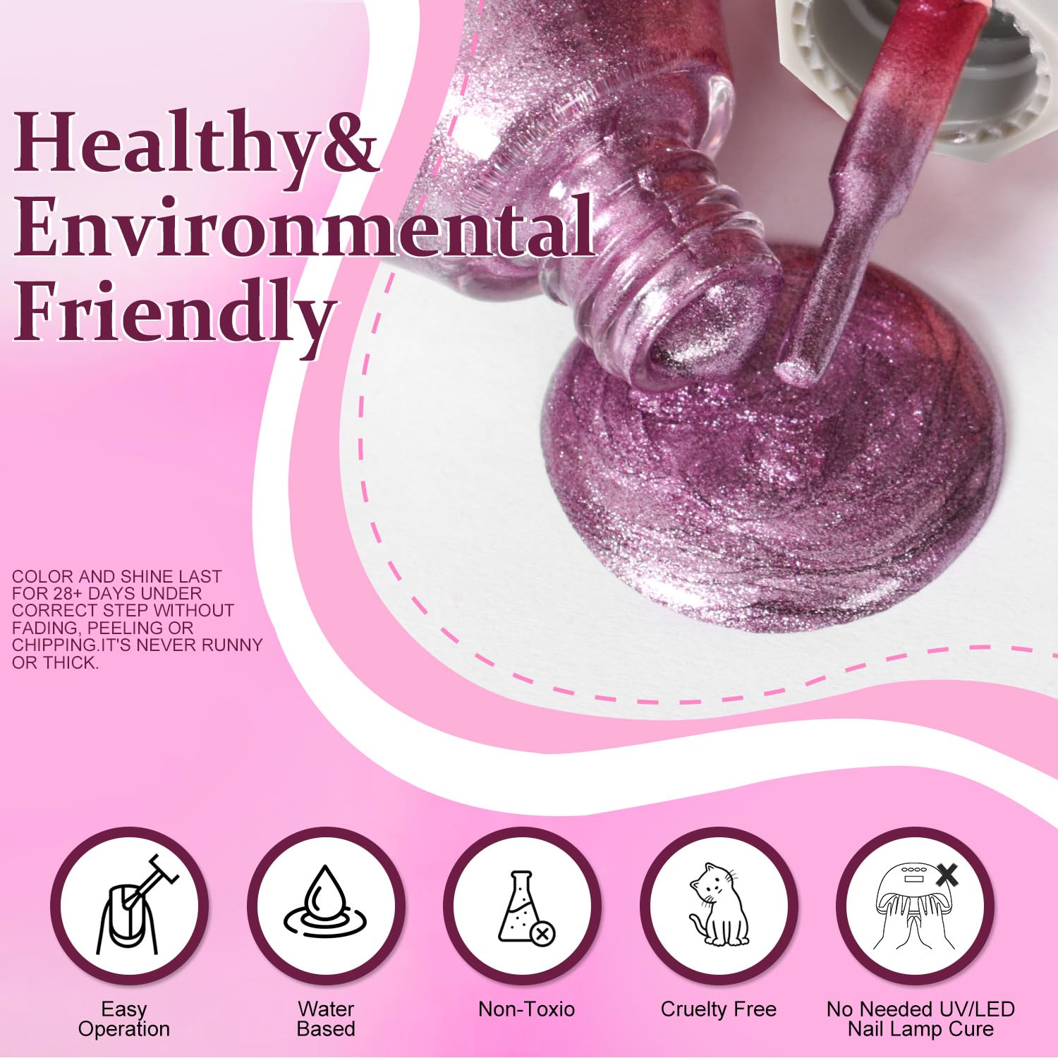 Major Dijit Quick Dry Nail Polish 12ml/0.41fl oz Purple Silver Regular Lacquer Fast Drying & Long Lasting Polish Art Effect for Salon