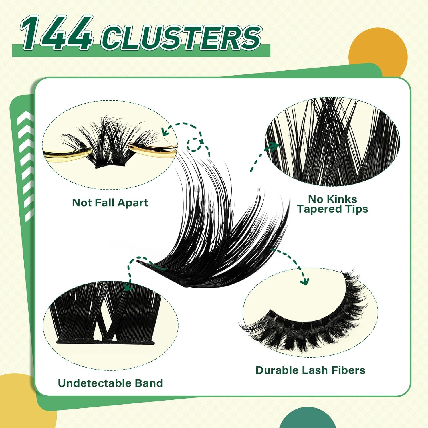 DIY Lash Extension Kit 144pcs 8-18MIX Lash Clusters with Super Hold Mascara Brush Bond and Seal Lash Remover Lash Applicators Lash Brush for KEYYOU DIY Lash Kit (Y10 Kit)