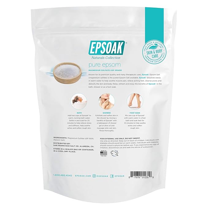 Epsoak Epsom Salt 12 lbs. USP Magnesium Sulfate (Qty. 6 x 2 lb. Bags)