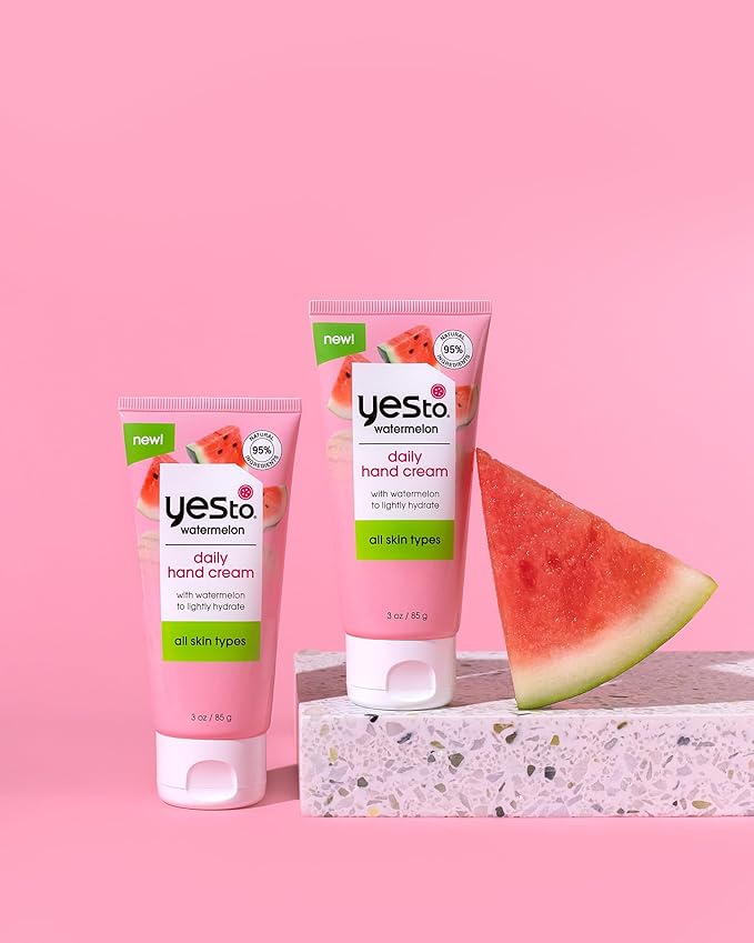 Yes To Watermelon Skincare Essentials Set – Face Wipes, Hand Cream, Lip Balm, Hydrating Moisturizer,