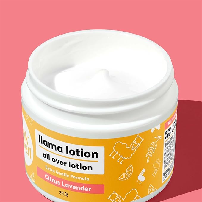 Wink Well Llama Baby Lotion, Gentle Body Care For Moisturizing And Calming Dry Skin For Babies, Kids And Adults, Free Of Parabens, Chemicals, Dyes And Fragrances (2 oz jar)