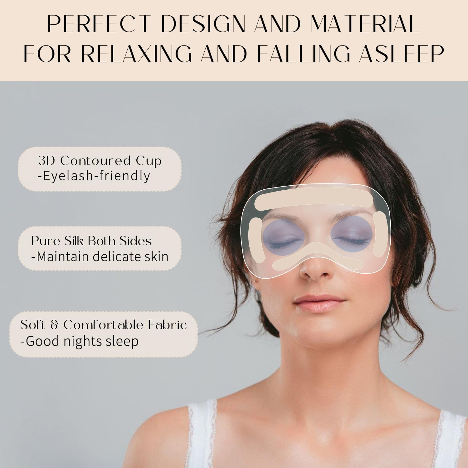 100% 22 Momme Mulberry Silk Sleep Mask, Eye Cover for Sleeping, Blackout 3D Sleep Masks for Lash Extensions with Adjustable Strap for Men and Women (Rose Gold)